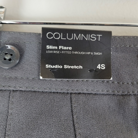 EXPRESS Columnist Studio Stretch Slim Flare grey low rise career office pants - Picture 7 of 11